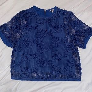 H & M - Mesh cropped top with floral detail Sz 2